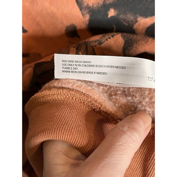 BLIND ROOSTER Fleece Crewneck Pullover Rust Medium Fall Floral Goth Skull Art - Picture 7 of 7